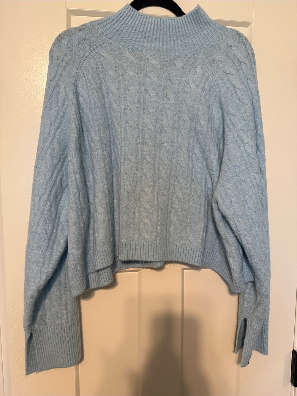 JoyLab Light Blue Cable Knit Mock Neck Sweater- never worn
